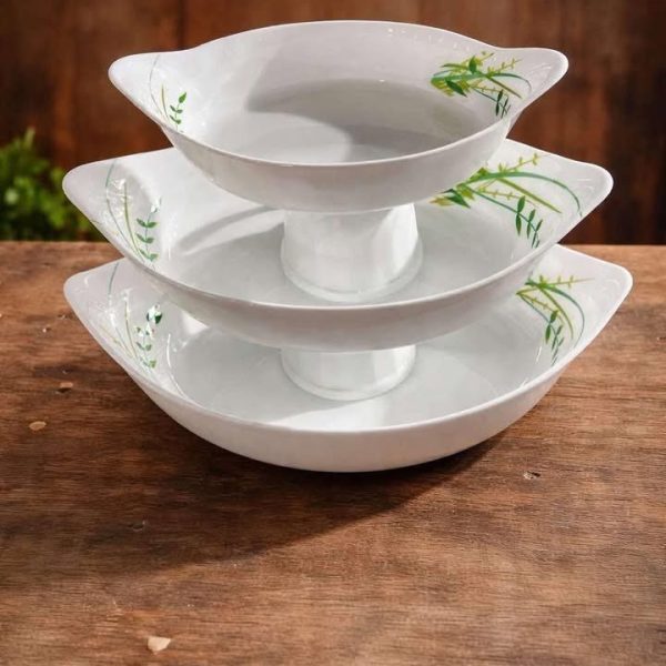 Opal Food Bowl Set 3 Pcs Set / নৌকা শেপ সার্ভিং ডিশ (GD-08)
